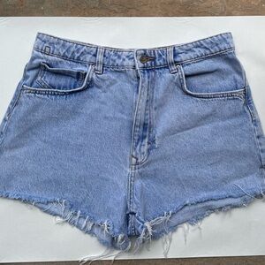 Zara Light Blue High-Waist Denim Shorts